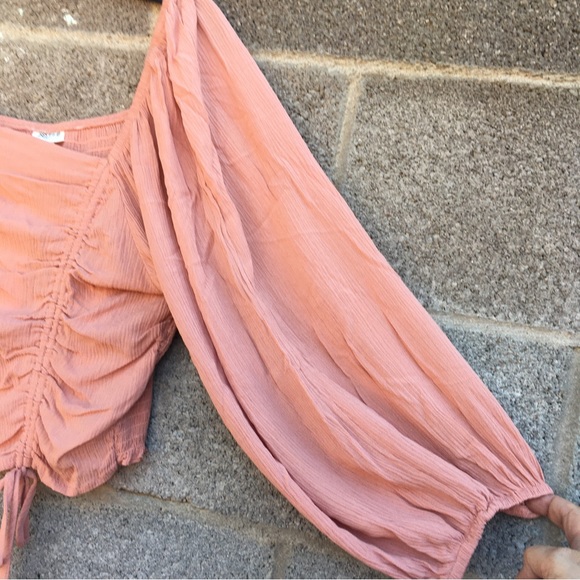 Self Esteem Juniors’ Large Ruched-Front Woven Top, Mauve, Smocked Back Brand New - Picture 5 of 6